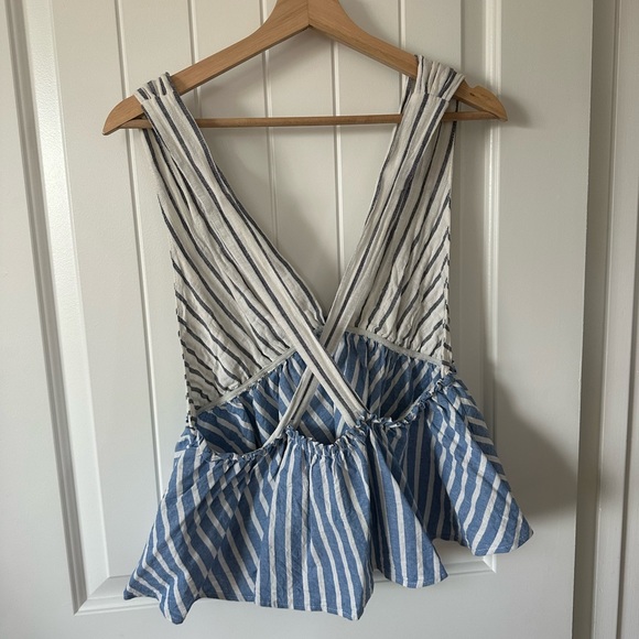Free People Striped Summer Peplum Halter Top - Picture 2 of 4